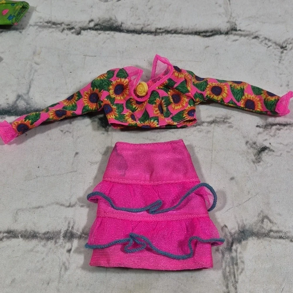 Vintage Barbie‎ Doll Clothes Lot Denim Vests Fringe Jeans Skirts Tops Fur Coat
